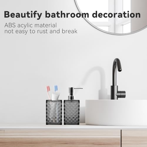 Seeatoo 2-Piece Bathroom Accessory Set, Grey Diamond Pattern Soap Dispenser