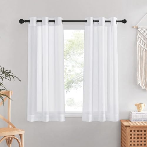 NICETOWN White Sheer Grommet Curtains - 42x48 Inch Voile Panels