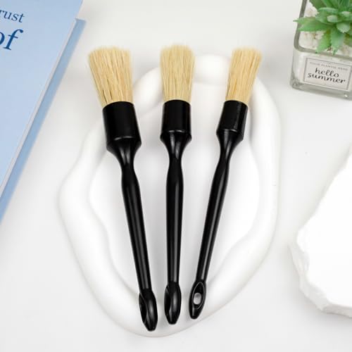 Car Detailing Brush Set - 3 Premium Boar's Hair Cleaning Brushes