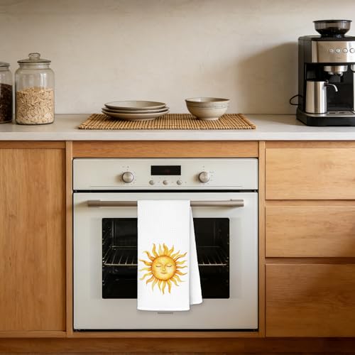 Ocean Towel L Boho Celestial Smiling Sun Kitchen & Bathroom Towel 16x24
