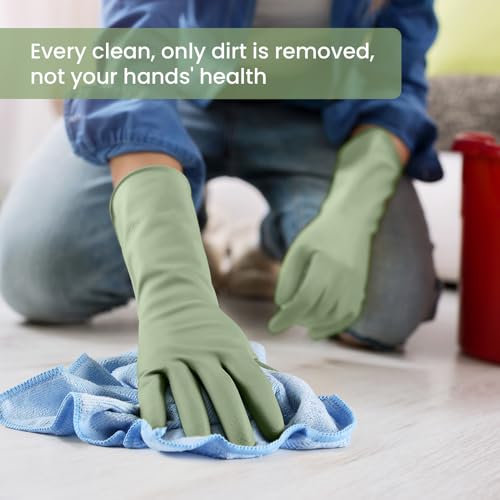 Reusable Rubber Cleaning Gloves - Boho Style, Medium Size (4 Pairs)
