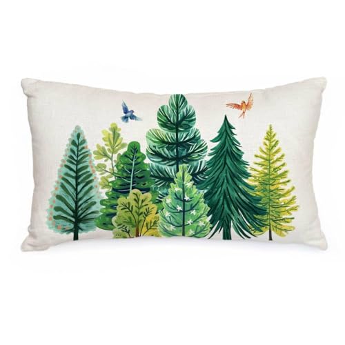 AACORS Spring Watercolor Tree & Birds 12x20 Inch Throw Pillow Cover