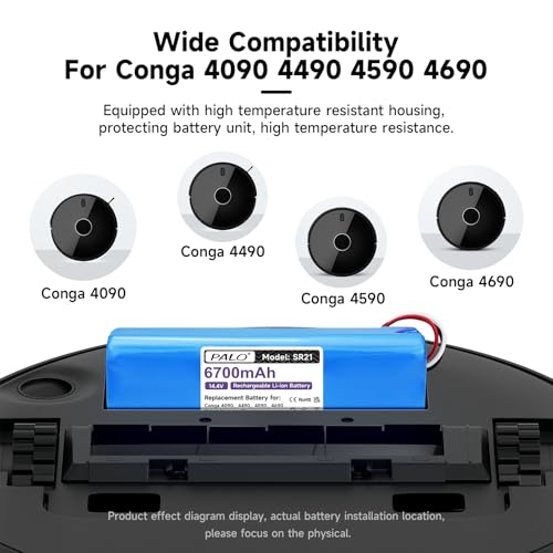 Palogreen 6700mAh Replacement Battery for Conga Robot Vacuums 4090-4690 Ultra