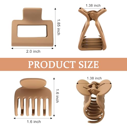 Faucye 8 Pack Medium Hair Claw Clips Matte Nonslip Rectangle Hair Jaw Clips