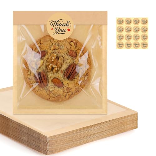 120 Pack Cookie Bags with Window, 5.7x6.5 Inch Grease Resistant Bakery Bags
