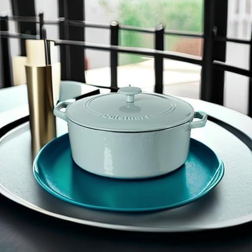 Cuisinart Enameled Cast Iron Round Casserole - Light Blue, 7-Quart | Durable & Stylish Cookware