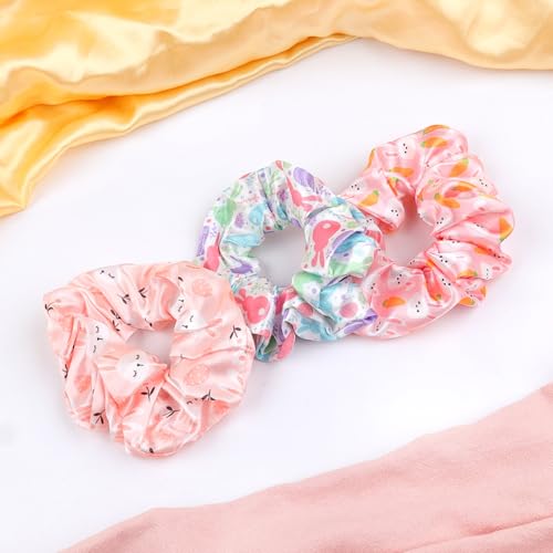 Doneace Easter Hair Scrunchies 3-Pack Satin Bunny Rabbit Hair Ties