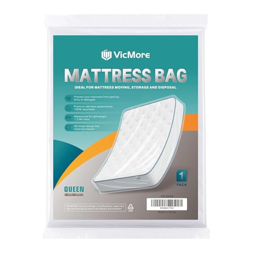 VICMORE Queen Mattress Bag for Moving & Storage - 1.5 Mil Clear Polyethylene