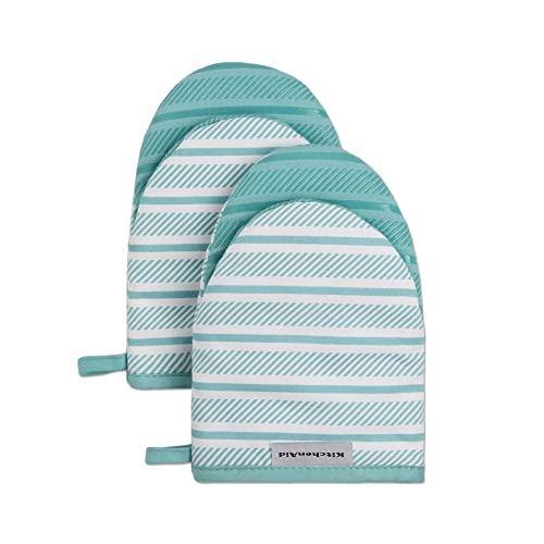 KitchenAid Albany Mini Oven Mitt Set - 2-Pack, Aqua Sky
