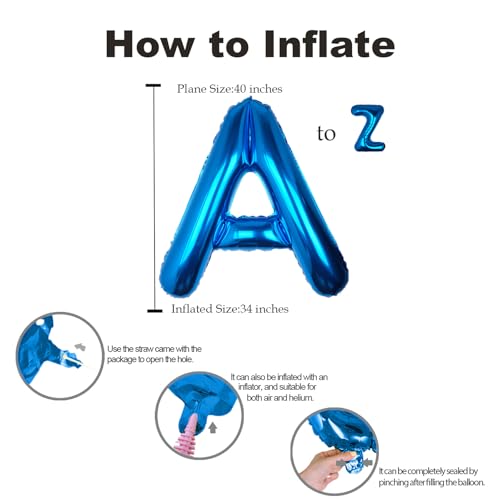 40 Inch Blue Letter V Balloon - Giant Mylar Foil for Parties