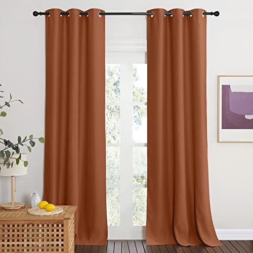 NICETOWN Burnt Orange Blackout Door Curtain - 42" x 95"