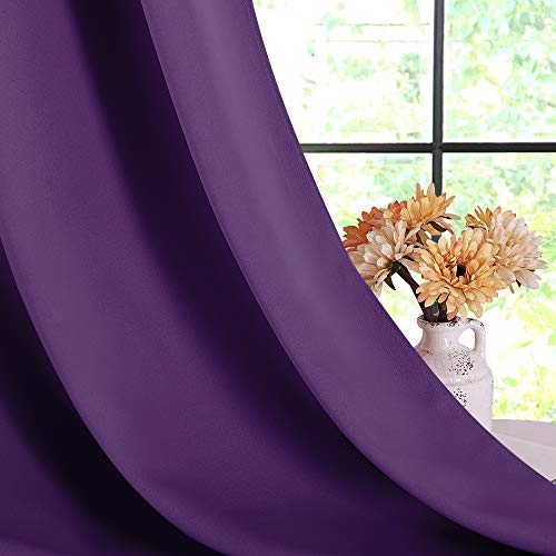 NICETOWN Royal Purple Blackout Curtains, 70" L, 2 Panels, Grommet Top