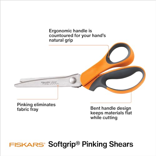 Fiskars 9" SoftGrip Pinking Shears for Fabric Cutting & Sewing