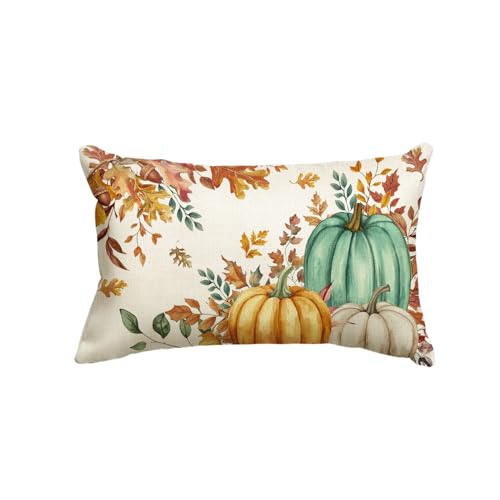 Fall Pumpkin Maple Leaves Pillow Cover 12 x 20 Inch