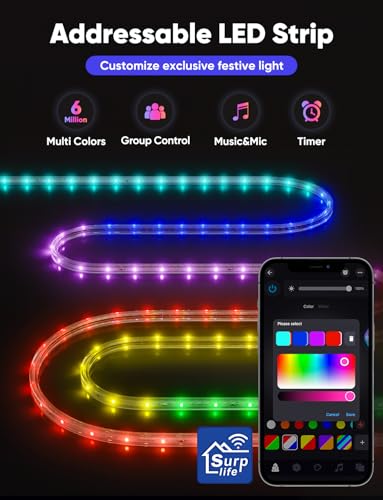 LED Strip Lights RGB+IC with Warm & Cool White, 65ft/20m