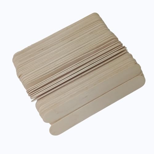 Essenavita Large Wooden Wax Sticks 100 Pack - 6" Birchwood Spatulas for Hair Removal