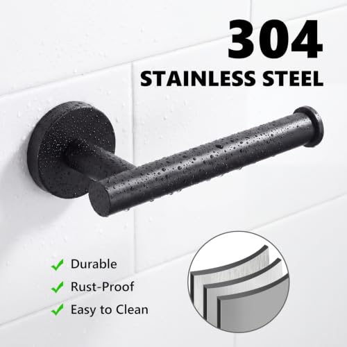 Matte Black Toilet Paper Holder - Wall-Mounted & Sturdy Design