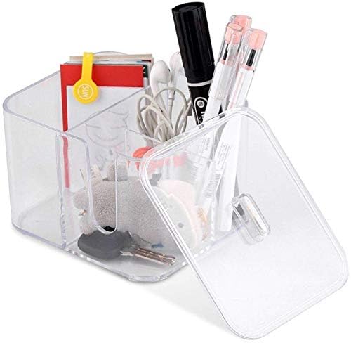 SUNFICON Acrylic Cotton Pad Holder - 4-Compartment Organizer for Bathroom & Vanity