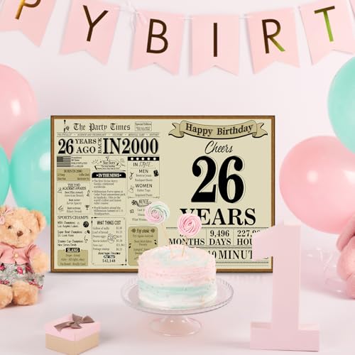 26th Birthday Card for Men & Women - Nostalgic Gift with Envelope