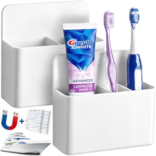 White Magnetic Toothbrush Holders - Travel Essentials for Cruise