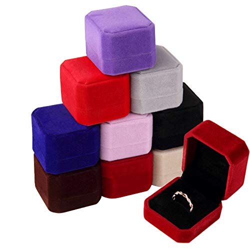 Lamoutor 9-Piece Mixed Color Velvet Jewelry Gift Box Set