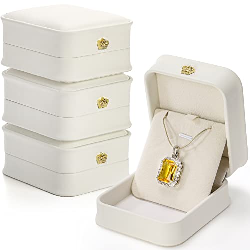 Set of 4 Velvet Necklace Gift Boxes, Compact 3.3" x 2.9" x 1.5"