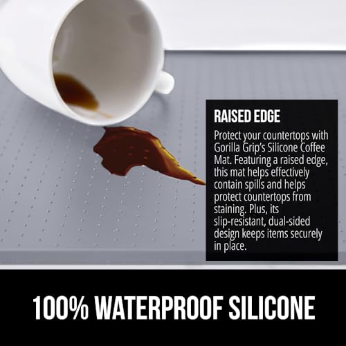 GORILLA GRIP Silicone Coffee Mat, 10x14 Inch Espresso Bar Spill Mat, Gray