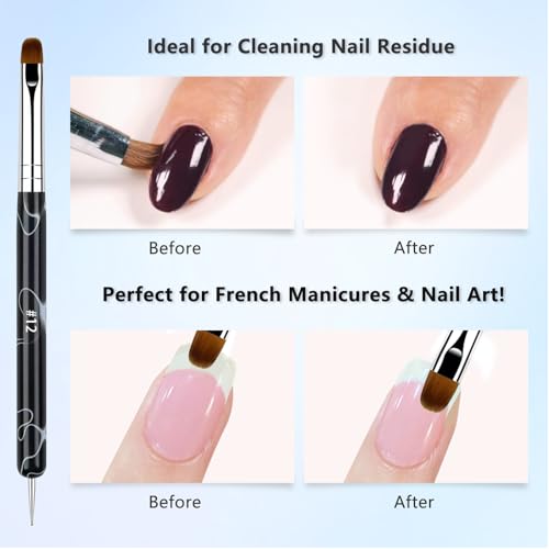 Honey Joy 2-Way French Nail Brush & Dotting Tool for Gel Acrylic Art