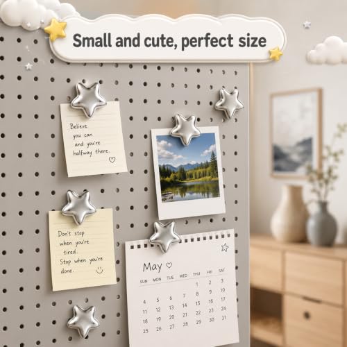 10 Silver Star-Shaped Fridge Magnets for Home & Office Decor
