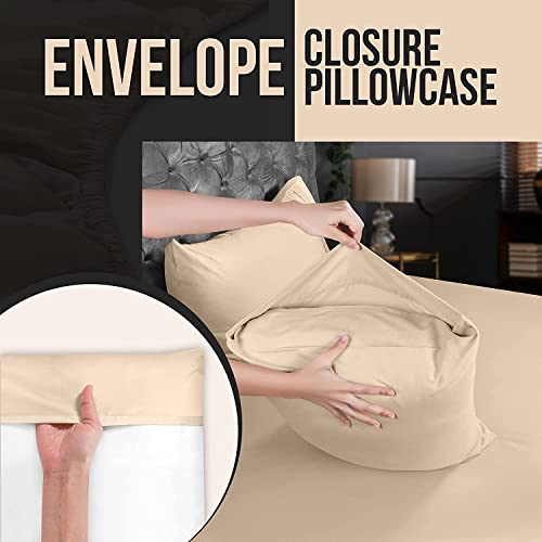 Utopia Bedding Queen Pillowcases Set of 2, Beige Soft Microfiber Pillow Covers