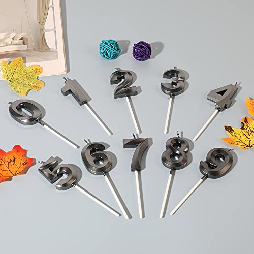 Black 17 & 71 Birthday Candles - Glitter Cake Toppers for Celebrations