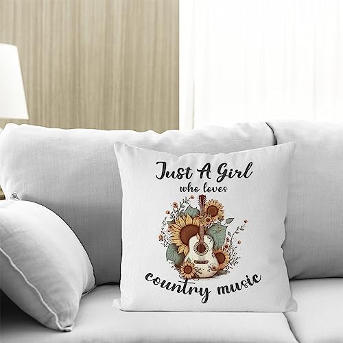 Just a Girl Who Loves Country Music 18x18 Flannel Throw Pillow Cover