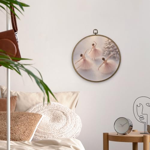 Christmas Snowy Scene Ballerina Wall Art - Framed Canvas Decor 10x10 Inches
