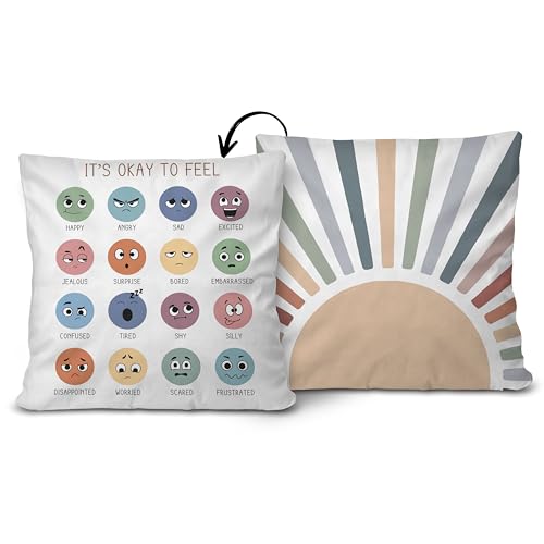 18x18 Inch Calming Corner Throw Pillow Cover - Double-Sided Boho Sunshine Design, Kids Classroom Gift