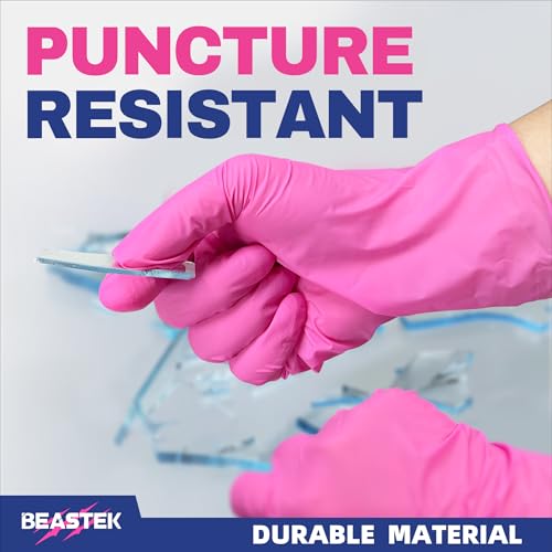 BEASTEK Medium Nitrile Exam Gloves - Disposable Powder-Free 100 Pack (Orchid)