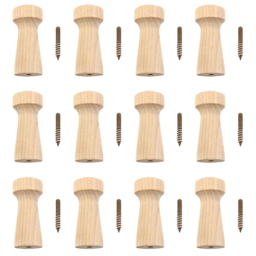 12 Pcs Solid Wood Shaker Peg Hooks for Hanging Clothes & Towels