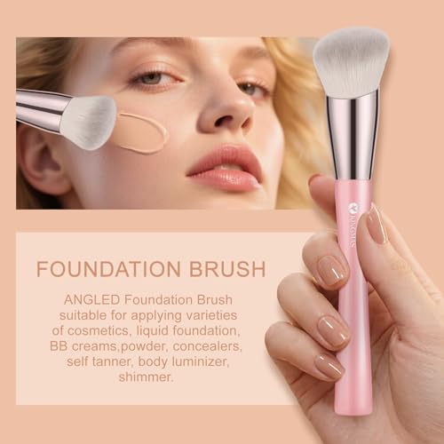 KINGMAS 3-Piece Angled Foundation & Concealer Makeup Brush Set
