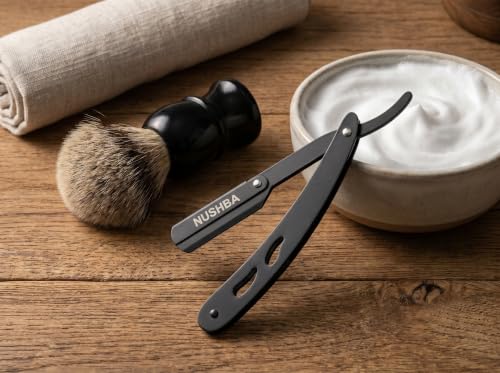 NUSHBA Professional Straight Razor for Men - Stainless Steel Barber Shaving Razor