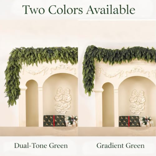 2-Pack 9FT Two-Tone Artificial Cedar Garland for Holiday Decor