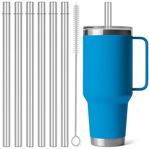 MIMORE 10.6" Metal Straws for YETI - 6 Pack Reusable Straws