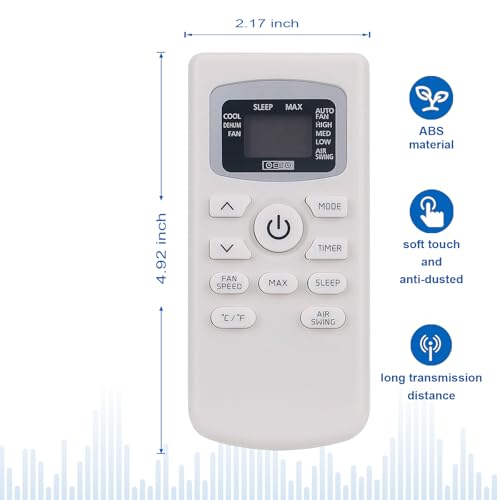 Replacement Remote Control for Black + Decker Portable AC Models BPACT12WT, BPACT14HWT, BPACT14WT, BPACT08WT, BPACT10WT
