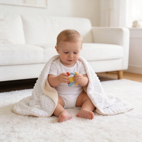 CREVENT Soft Minky Baby Blanket - 30x40 Plush Receiving Blanket