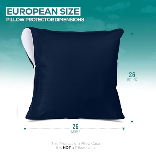 Utopia Bedding Waterproof Pillow Protectors, 26x26 Navy Blue - Set of 2