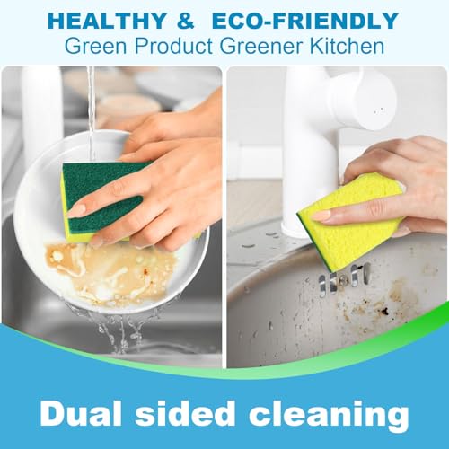 POWOBEST Heavy Duty Scrub Sponges, Dual-Sided Kitchen Sponge - 24 Pack
