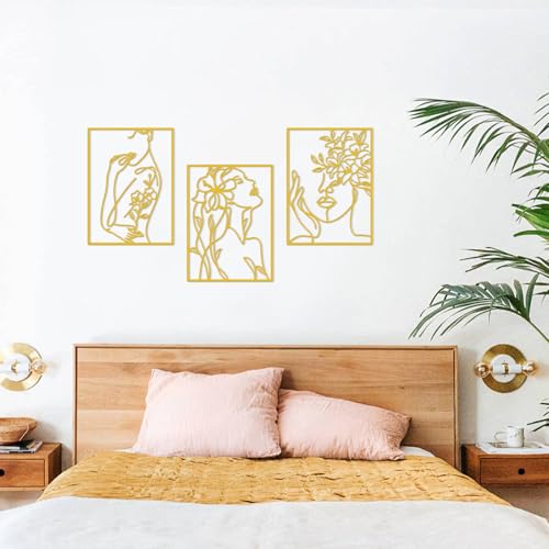 Minimalist Gold Wall Art Set - 3 Elegant Female Body Silhouettes