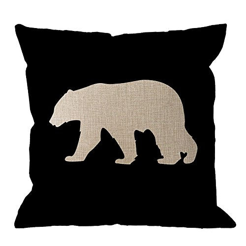 HGOD DESIGNS Black Bear Cotton Linen Throw Pillow Case 18x18