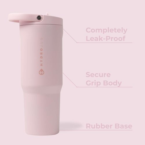 HydroJug Sport - 32oz Stainless Steel Tumbler with Straw | Vacuum Insulated & Leakproof, Pink Sand