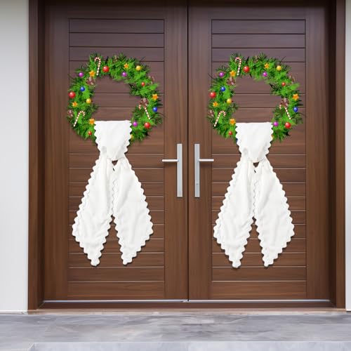 White Wreath Sash for Front Door - DIY Monogram Embroidery, 5'' x 54''