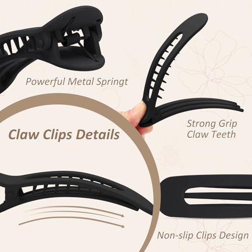Sightor Flat Hair Clips - 3PCS French Lay Flat Claw Clips for Thick and Thin Hair