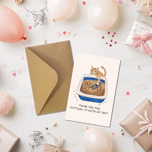Funny Cat Dad Greeting Card with Envelope and Sticker 4x6